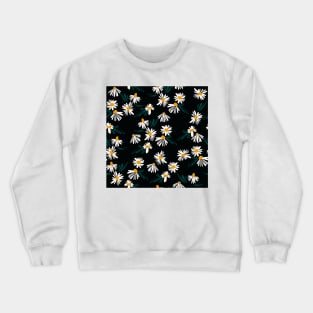 White Daisy Floral Pattern Crewneck Sweatshirt